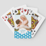 Add Your Name | Light Blue Sailboat Pattern Poker Cards