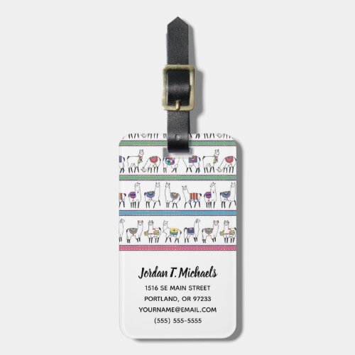 Add Your Name  Llama Stripe Pattern Luggage Tag