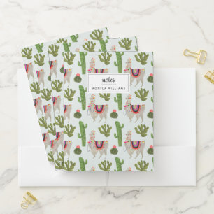 Add Your Name   Llamarama Collection   Cactus & Ll Pocket Folder
