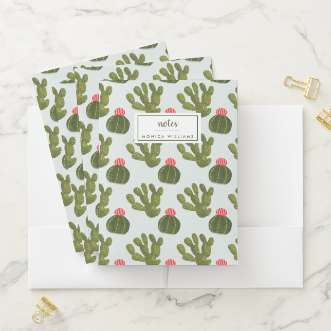 Add Your Name | Llamarama Collection | Cute Cactus Pocket Folder (In Situ)