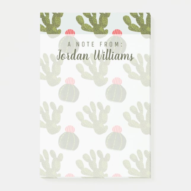 Add Your Name | Llamarama Collection | Cute Cactus Post-it Notes (Front)