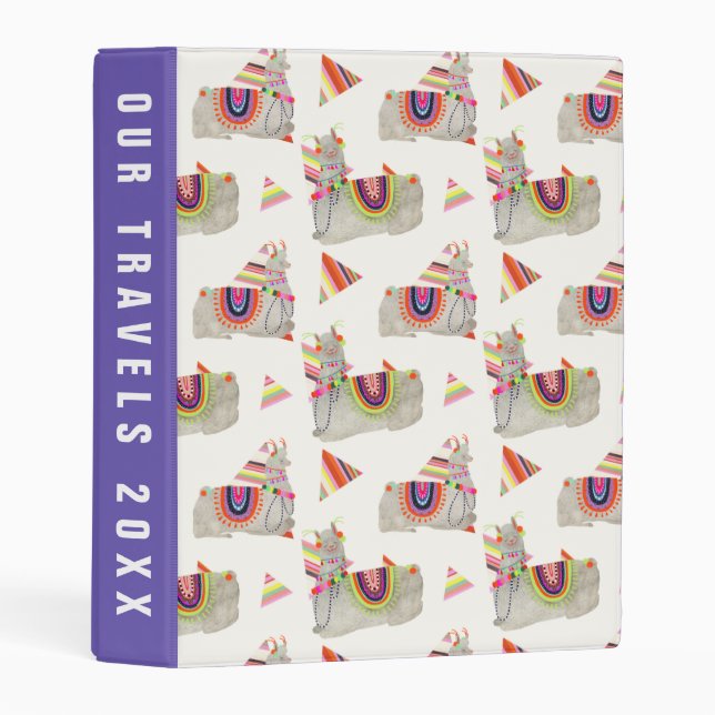 Add Your Name | Llamarama Collection Pattern II Mini Binder (Front/Spine)