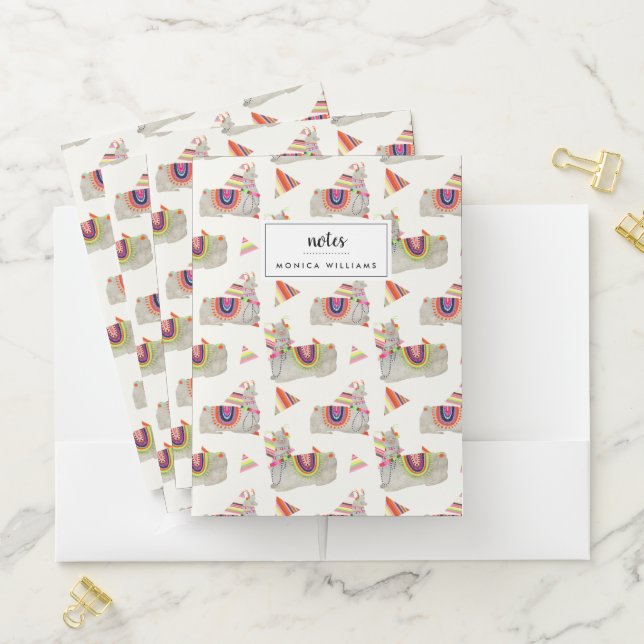 Add Your Name | Llamarama Collection Pattern II Pocket Folder (In Situ)