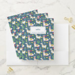 Add Your Name | Llamas In Sunglasses Pattern Pocket Folder