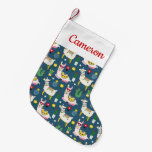 Add Your Name | Llamas In Sunglasses Pattern Small Christmas Stocking