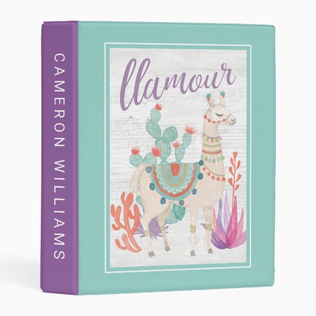 Add Your Name | Lovely Llamas II Llamour Mini Binder (Front/Spine)