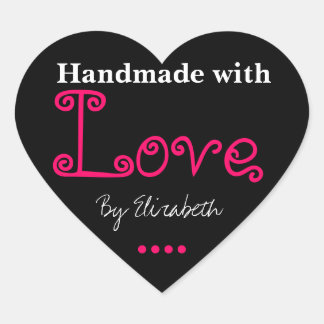 Add Your Name Made With Love Black Heart Stickers