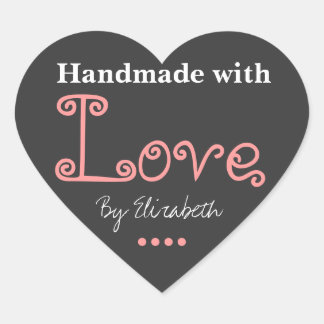 Add Your Name Made With Love Gray and Pink Sticker