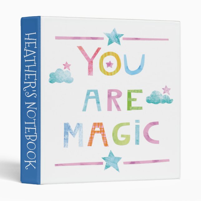 Add Your Name | Magic Clouds You are Magic 3 Ring Binder (Front/Spine)