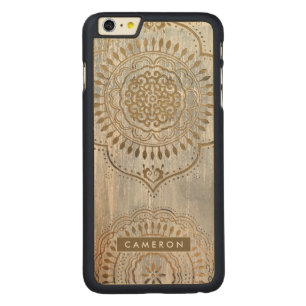Add Your Name Mandala Gold Design Carved Maple iPhone 6 Plus Case