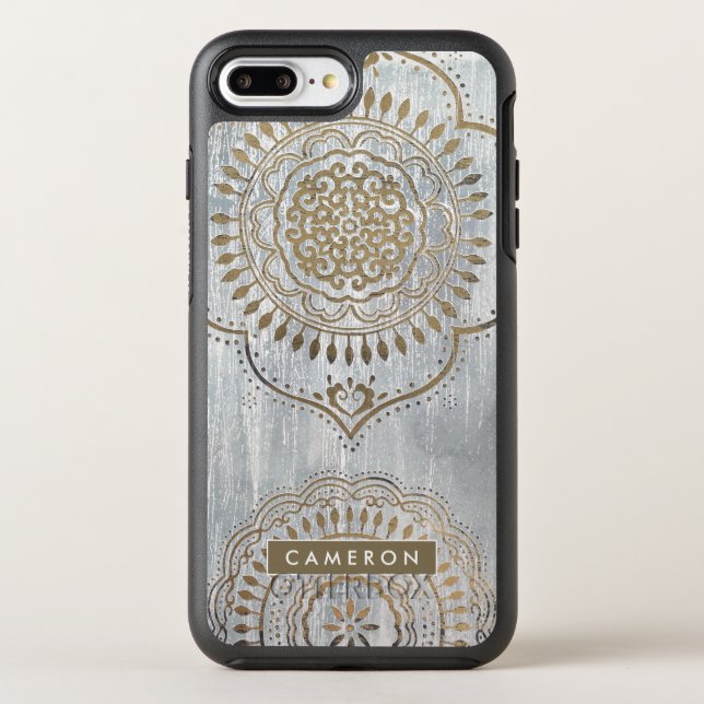 Add Your Name | Mandala Gold Design Otterbox iPhone Case (Back)