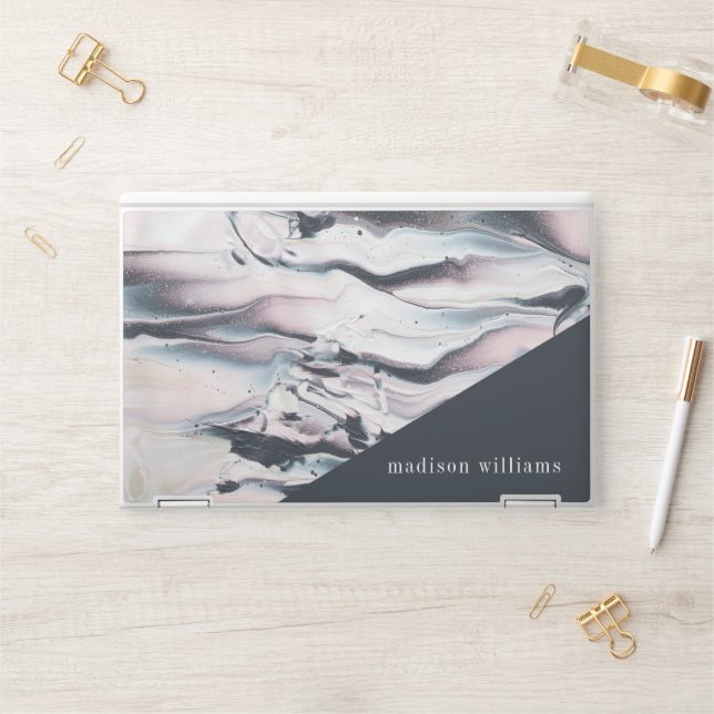 Add Your Name | Marbling V Crop HP Laptop Skin (Desk)