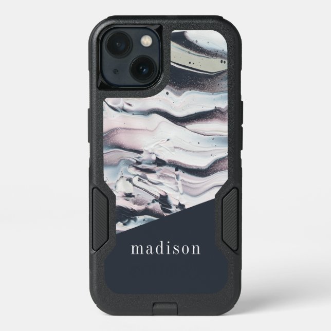 Add Your Name | Marbling V Crop Otterbox iPhone Case (Back)