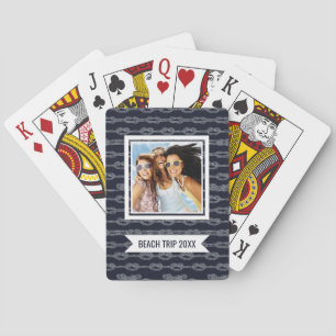 Add Your Name   Marine Knots Pattern Poker Cards