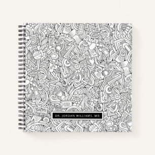 Add Your Name Medical B&W Pattern Notebook