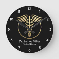 Add Your Name Medical Caduceus Symbol Black Gold