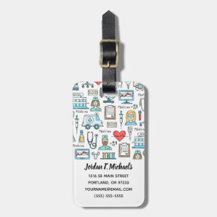 Add Your Name Medical Design Pattern Luggage Tag