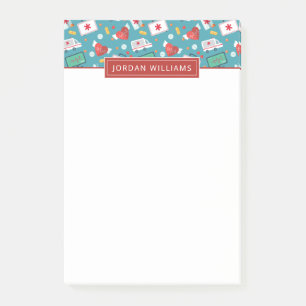 Add Your Name   Medical Icon Pattern Post-it Notes
