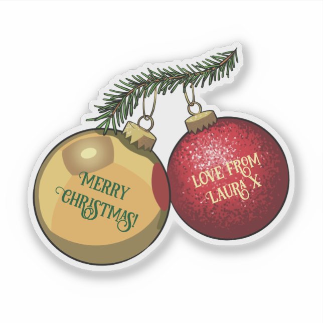 Add Your Name Merry Christmas Tree Decorations Sticker (Front)