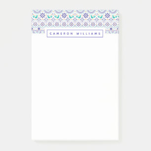 Add Your Name Mexican Bird Tile Folk Art Pattern Post-it Notes