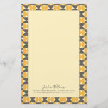 Add Your Name | Mid-Century Modern Brown &amp; Gold Stationery