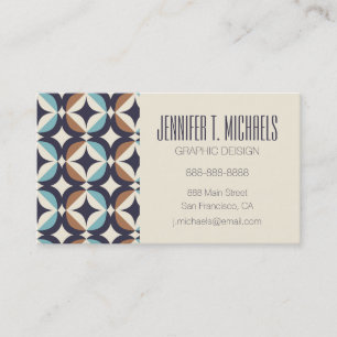 Add Your Name Mid-Century Modern Brown & Teal Business Card