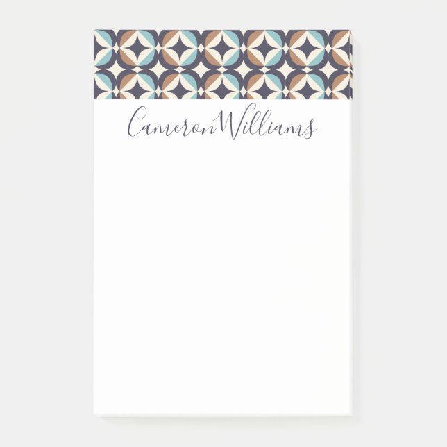 Add Your Name | Mid-Century Modern Brown & Teal Post-it Notes (Front)