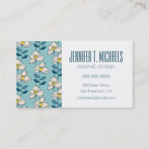 Add Your Name Mid-Century Modern Floral Leaf Business Card