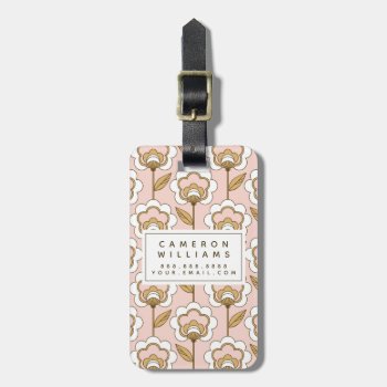 Add Your Name | Mid-century Modern Floral Pattern Luggage Tag by trendzilla at Zazzle