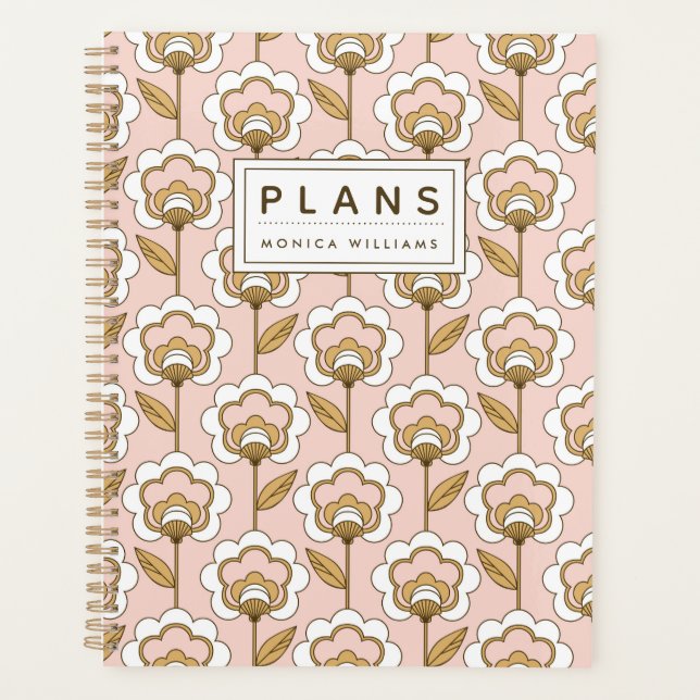 Add Your Name | Mid-Century Modern Floral Pattern Planner (Front)
