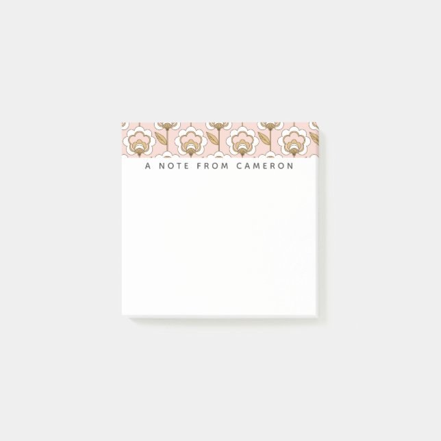 Add Your Name | Mid-Century Modern Floral Pattern Post-it Notes (Front)