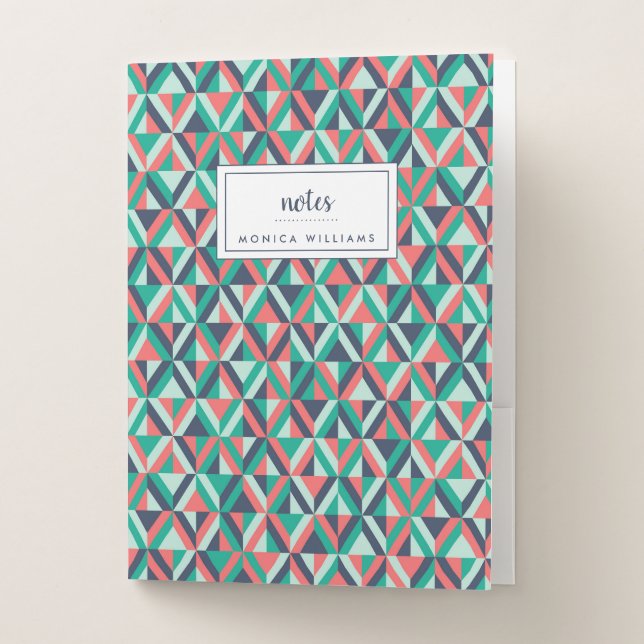Add Your Name | Mid-Century Modern Geometric Pocket Folder (Front)