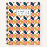 Add Your Name | Mid-Century Modern Leaf Pattern Notebook