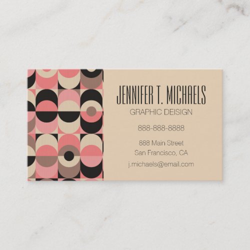 Add Your Name  Mid_Century Modern Pink Pattern Business Card