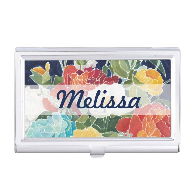 Add Your Name | Midnight Florals I Business Card Case (Front)