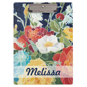 Add Your Name Midnight Florals I Clipboard