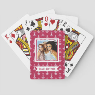 Add Your Name   Modern Anchors Pattern Poker Cards