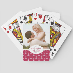 Add Your Name   Modern Anchors Pattern Poker Cards