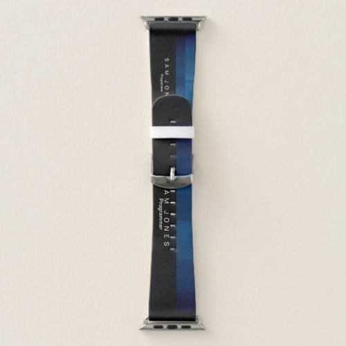 Add Your Name Modern Black N Blue Pixel Apple Watch Band