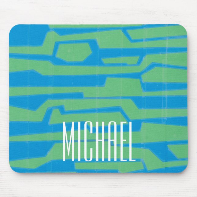 Add Your Name | Modern Circuit V Mouse Pad (Front)