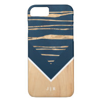 Add Your Name | Modern Marble Pattern & Wood iPhone 8/7 Case