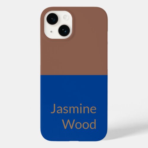 Add Your Name Modern Minimalist Blue Brown Case_Mate iPhone 14 Case