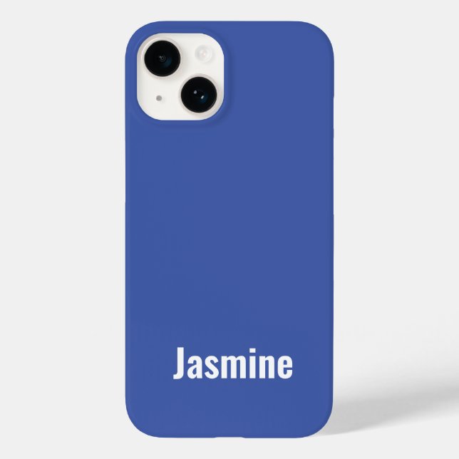 Add Your Name Modern Minimalist Blue Case-Mate iPhone Case (Back)