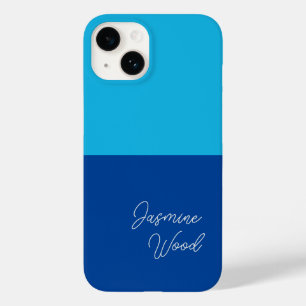 Add Your Name Modern Minimalist Blue Case-Mate iPhone 14 Case