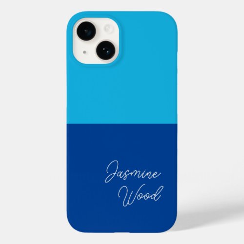 Add Your Name Modern Minimalist Blue Case_Mate iPhone 14 Case