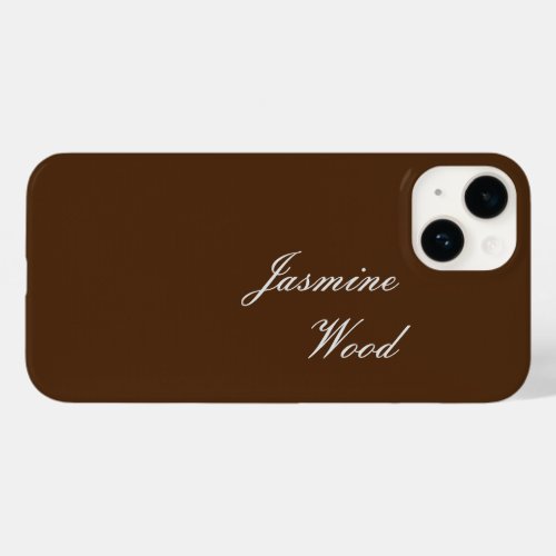 Add Your Name Modern Minimalist Brown Case_Mate iPhone 14 Case