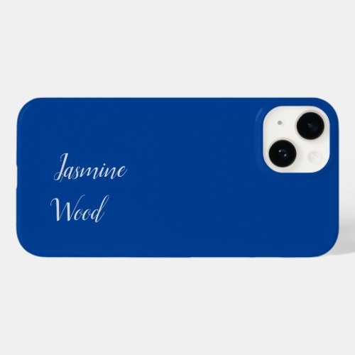 Add Your Name Modern Minimalist Deep Blue Case_Mate iPhone 14 Case