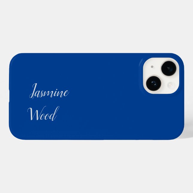 Add Your Name Modern Minimalist Deep Blue Case-Mate iPhone Case (Back (Horizontal))