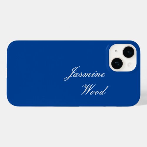 Add Your Name Modern Minimalist Deep Blue Case_Mate iPhone 14 Case