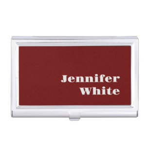Add Your Name Modern Minimalist Plain Dark Red Business Card Case